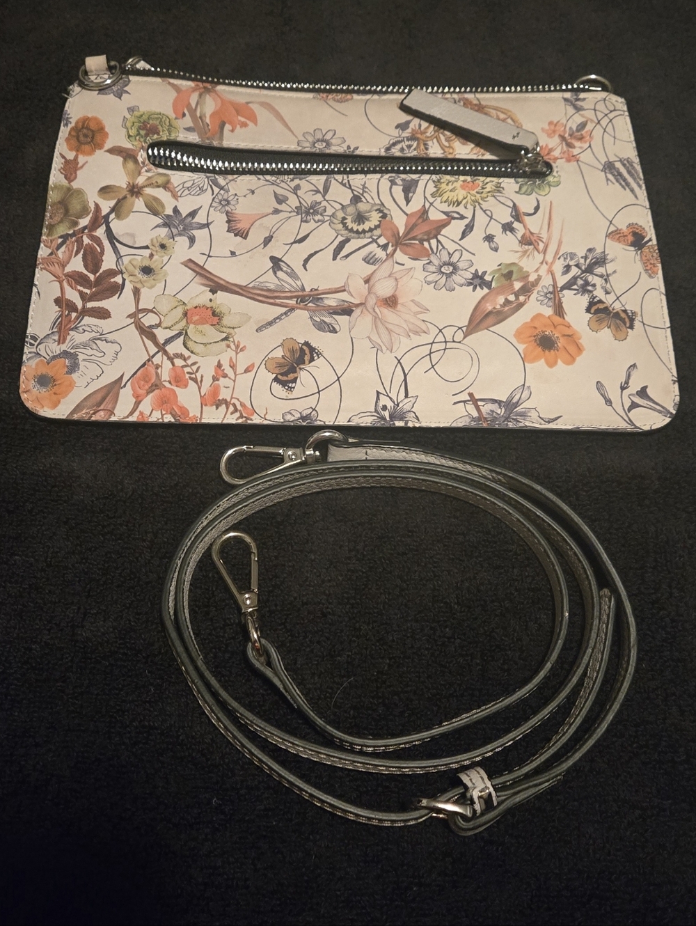 Charles Jourdan Floral Crossbody - Cream with Orange, Green, Blue Accents - Picture 2 of 9